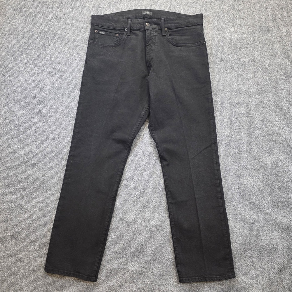 Polo Ralph Lauren Jeans Mens 34x30 Black Hampton Relaxed Straight Denim Preppy